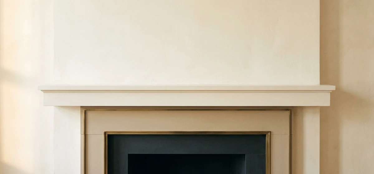 Empty styled fireplace mantel ready to decorate