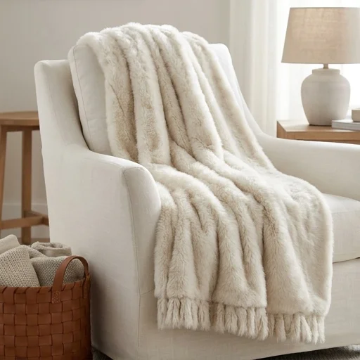 Pottery Barn Faux Fur Throw Blanket image 2