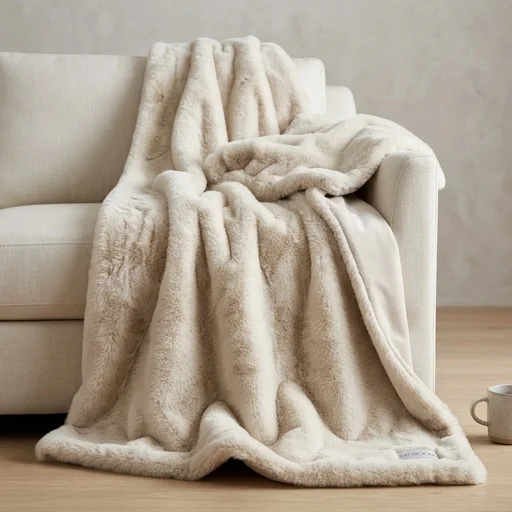 Pottery Barn Faux Fur Throw Blanket image 3